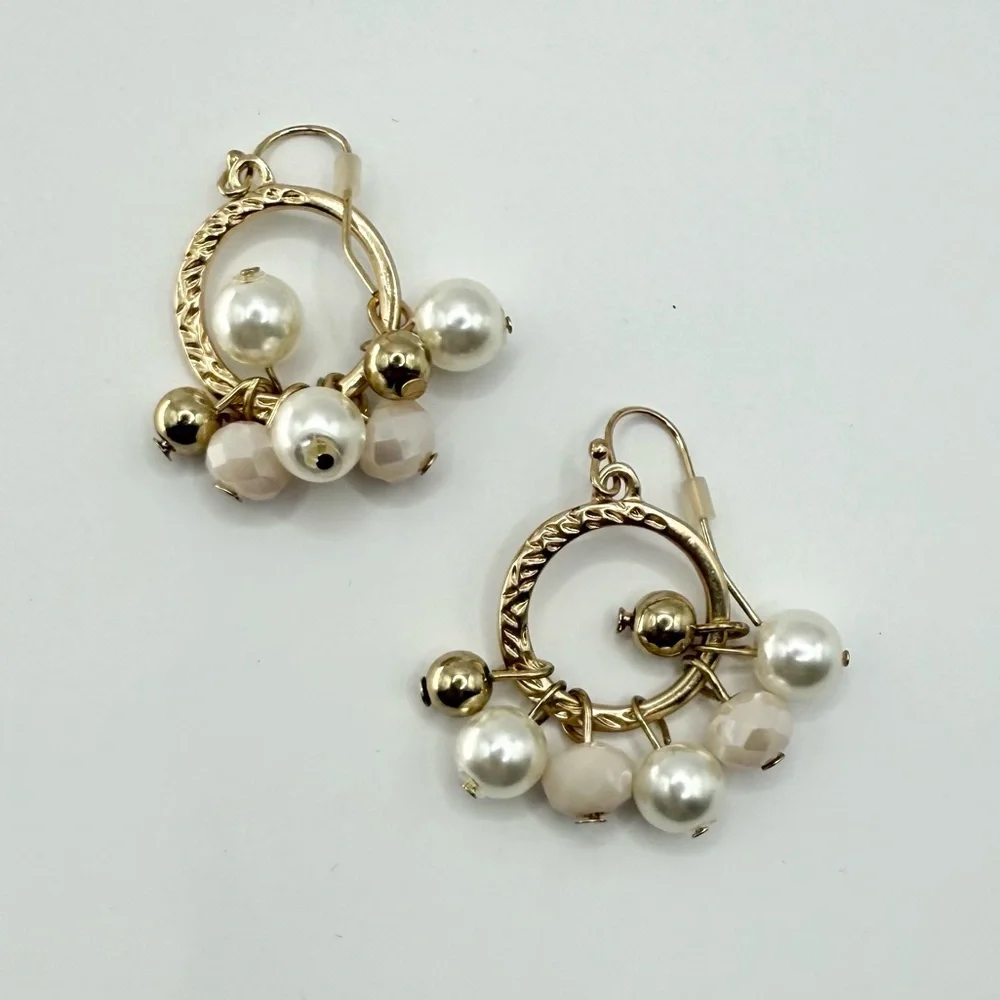 Jules B Gold Tone Pearl Dangle Earrings
